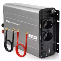 Qoltec MS Wave įtampos keitiklis | 12 V į 230 V | 2000/4000 W | USB | Suderinamas su LiFePO4, GEL ir AGM baterijomis