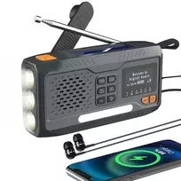 Extralink RADIO AWARYJNE BLUETOOTH SOLARNE Z KORBKA DYNAMO POWERBANK 4000MAH Z LATARKA SOS BT-4000 Nešiojama Analoginis ir skaitmeninis Juoda, Oranžinė