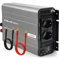 Qoltec MS Wave įtampos keitiklis | 12 V į 230 V | 2500/5000 W | USB | Suderinamas su LiFePO4, GEL ir AGM baterijomis