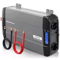 Qoltec „Pure Sine Wave“ įtampos keitiklis | 12 V į 230 V | 2500/5000 W | LCD | USB | USB-C | Suderinamas su LiFePO4, GEL ir AGM baterijomis
