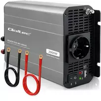 Qoltec MS Wave įtampos keitiklis | 12 V į 230 V | 1000/2000 W | USB | Suderinamas su LiFePO4, GEL ir AGM baterijomis