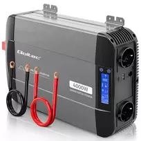 Qoltec „Pure Sine Wave“ įtampos keitiklis | 12 V į 230 V | 2000/4000 W | LCD | USB | USB-C | Suderinamas su LiFePO4, GEL ir AGM baterijomis
