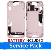 Ekrano rėmas / Vidinis korpusas skirtas Apple iPhone 15 korpusas + baterija / Pink / (Service Pack)