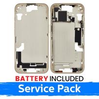 Ekrano rėmas / Vidinis korpusas skirtas Apple iPhone 15 korpusas + baterija / Yellow / (Service Pack)