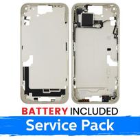 Ekrano rėmas / Vidinis korpusas skirtas Apple iPhone 15 Plus korpusas + baterija / Yellow / (Service Pack)