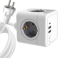 MicroConnect PowerCube, 4 Schuko outlets, | MC-CUBE015USBC | 5704174884767