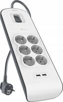 6 lizdų apsaugos nuo viršįtampio juosta su 2,4 AMP USB įkrovimu | BSV604VF2M-V2 | 745883899463