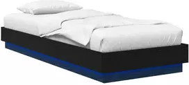 Lova Lovos rėmas su LED Juodojo ąžuolo 80 x 200 cm Apdirbta mediena