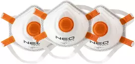„Neo Tools“ FFP3 dulkių kaukė su vožtuvu, 3 vnt., CE