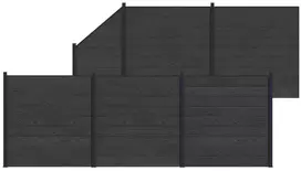 Tvoros plokštė 6 pcs WPC ir aliuminis Juoda