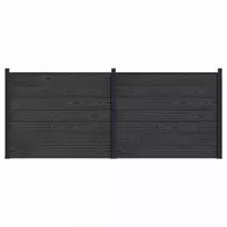 Tvoros plokštė 2 pcs WPC ir aliuminis Juoda