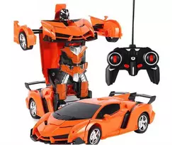 Nuotoliu valdomas raudonas robotas transformatorius