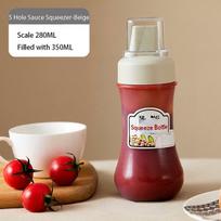 5 Skylių Padažo Butelis Su Sandariu Dangteliu 350ml ,  Baltas
