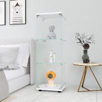 Stiklinė Vitrina, 125 x 42 x 36 cm, su stiklinėmis durelėmis, balta