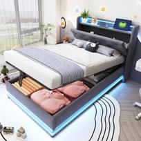 Vaikiška minkšta lova su LED ir USB bei daiktadėže 90x200cm 1 vnt