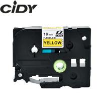 Su Brother suderinama elastinė juostelė CiDY TZe FX641 18 mm juodas tekstas/geltona juostelė