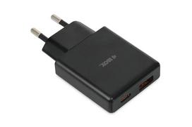 iBOX C-43 Slim GaN PD30W Wall charger, Black, PCHIBOILUC43B