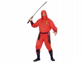 „RAUDONOJO DRAKONO NINJA“ (paltas su gobtuvu, kelnės, diržas, veido kaukė, rankų ir kojų raiščiai)