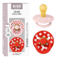 BIBS Studio Colour čiulptukai Polka - Blossom/Candy Apple, 2 vnt, įvairių dydžių