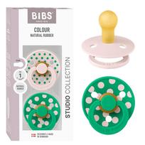 BIBS Studio Colour čiulptukai Polka - Petal/Cactus, 2 vnt, įvairių dydžių