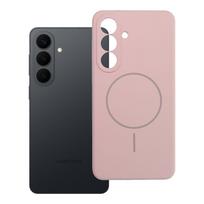 Silikoninis 2mm dėklas telefonui SAMSUNG S26 Plus, suderinamas su MagSafe, smėlio rožinės spalvos