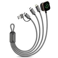 Daugiafunkcis įkrovimo laidas, 3 viename, skirtas „Apple Watch“ ir „iPhone“ – juodas, 23,5 cm