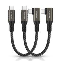 USB C - USB C 2vnt laidai, 240 W,  90 laipsnių kampas – 10 cm