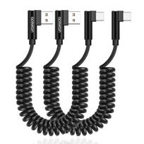 USB į USB C 2vnt spiraliniai kabeliai 1,5 m