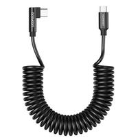 240W USB C - USB C spiralinis kabelis 90 laipsnių 0,3–0,8 m
