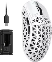 ATTACK SHARK belaidė žaidimų pelė R5 Ultra, 2.4 GHz, Bluetooth, USB-C, 42000 DPI, balta