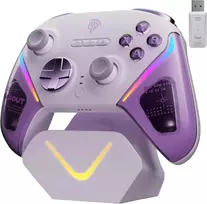 EasySMX belaidis žaidimų pultas su RGB, Hall joystick ir įkrovimo stotele D10, suderinamas su PC, Switch, Android, iOS (violetinis)
