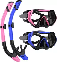 JRing nardymo rinkinys su panorama 180° grūdinto stiklo mase ir snorkeliu su sauso vožtuvo sistema, priešrūkinis, suaugusiems