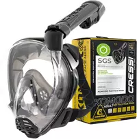Cressi pilno veido nardymo kaukė Komodo 180° panorama CO2 saugi anti-rasa silikoninė juoda S/M