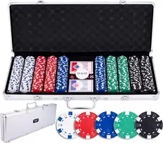 Engelhart pokerio rinkinys metalinėje dėžėje 500 vnt. 11,5 g žetonų kortos kauliukai 320915