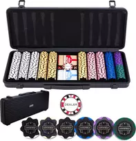 Engelhart pokerio rinkinys su 500 žetonų, 14 g, dviem kaladėmis ir juodu lagaminu, 320960
