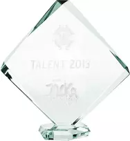 Tryumf Stiklinis 3D graviruotas trofėjus su dėžute G022A/3D