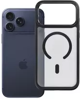 „iPhone 17 Pro Max / 18 Pro Max“ dėklas (žemas kameros kraštas), „Forcell F-Protect Smoke Hybrid Premium“, suderinamas su „MagSafe“ (juodas)