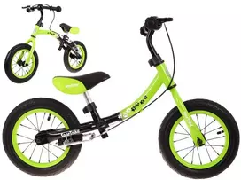 Balansinis dviratukas žalias Sport Trike su stabdžiais ir pripučiamais ratais