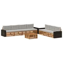 Lauko sofos komplektas 8 pcs Natūrali ir šviesiai pilka