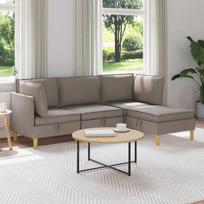 Svetainės baldų komplektas su pagalve 4 pcs Taupe Audinys