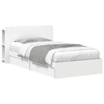 Lovos rėmas su saugojimu Balta 75 x 190 cm Apdirbta mediena