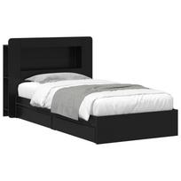 Lovos rėmas su saugojimu Juoda 90 x 190 cm Apdirbta mediena