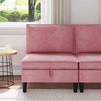 Vidurinė sofa su saugykla Rožinė Aksomas
