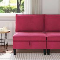Vidurinė sofa su saugykla Vyno raudona Aksomas