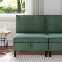 Vidurinė sofa su saugykla Jūrinė žalia Aksomas