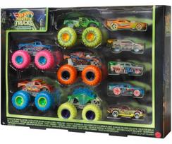 "mattel" Hcb57 "hot Wheels Monster Trucks" Tamsoje šviečiančių Sunkvežimių Rinkinys