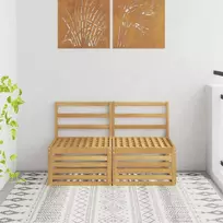 2 Vienetas Lauko Vidurinis Sofa Kietos akacijos mediena Balta