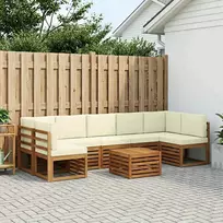 Lauko baldų komplektas Lauko sofos komplektas su pagalve 8 pcs Natūralus ir grietinėlė