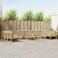 Lauko sofos komplektas su pagalve 11 pcs Balta ir kreminė
