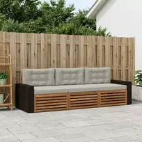 Lauko baldų komplektas Lauko sofos komplektas 3 pcs Natūrali ir šviesiai pilka